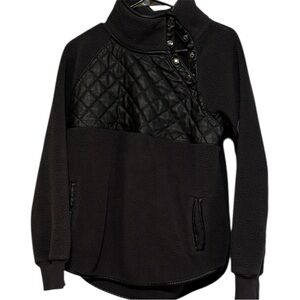 Black Quilted Fleece Pullover